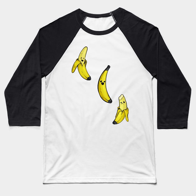 Banana Buddies: Happy, Half-Peeled, &amp;amp; Bitten with Whimsical Charm Baseball T-Shirt by Owl-Syndicate